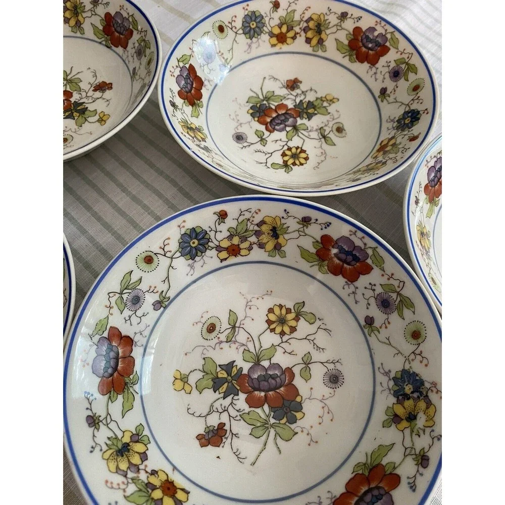 Set of 5 Vintage OG Germany Wildflowers 5” Soup / Salad Dessert Bowl